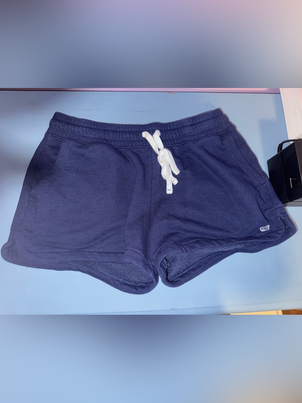 Vineyard Vines Navy Athletic Drawstring Shorts with White Tie